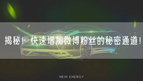 揭秘！快速增加微博粉丝的秘密通道！