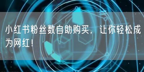 小红书粉丝数自助购买，让你轻松成为网红！