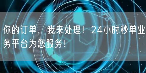 你的订单，我来处理！24小时秒单业务平台为您服务！