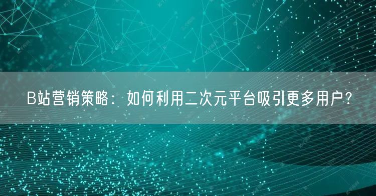 B站营销策略：如何利用二次元平台吸引更多用户？