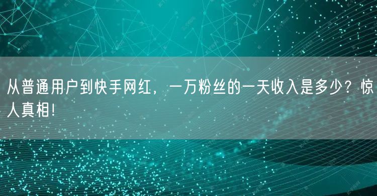 从普通用户到快手网红，一万粉丝的一天收入是多少？惊人真相！