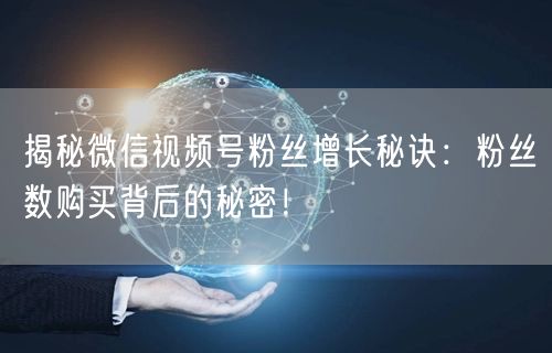揭秘微信视频号粉丝增长秘诀：粉丝数购买背后的秘密！