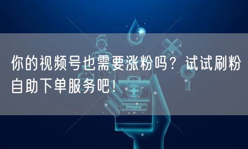 你的视频号也需要涨粉吗？试试刷粉自助下单服务吧！