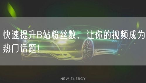 快速提升B站粉丝数，让你的视频成为热门话题！