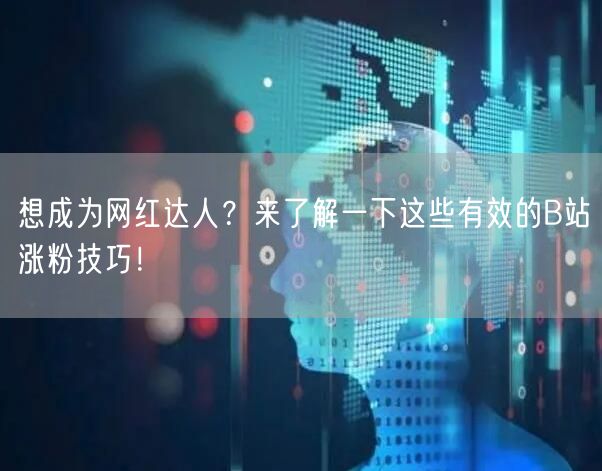 想成为网红达人？来了解一下这些有效的B站涨粉技巧！