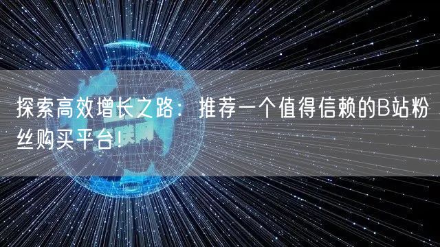 探索高效增长之路：推荐一个值得信赖的B站粉丝购买平台！