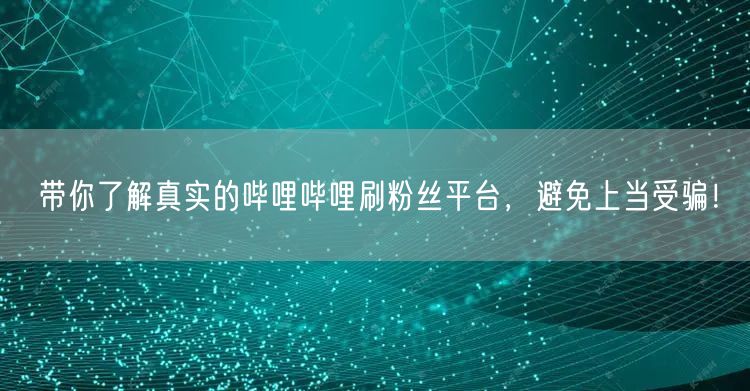 带你了解真实的哔哩哔哩刷粉丝平台，避免上当受骗！
