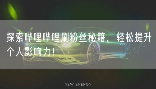 探索哔哩哔哩刷粉丝秘籍，轻松提升个人影响力！