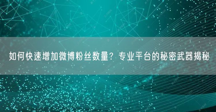 如何快速增加微博粉丝数量？专业平台的秘密武器揭秘