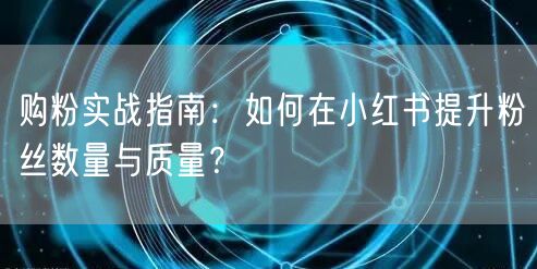 购粉实战指南：如何在小红书提升粉丝数量与质量？