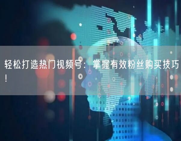 轻松打造热门视频号：掌握有效粉丝购买技巧！