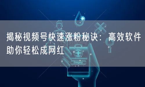 揭秘视频号快速涨粉秘诀：高效软件助你轻松成网红